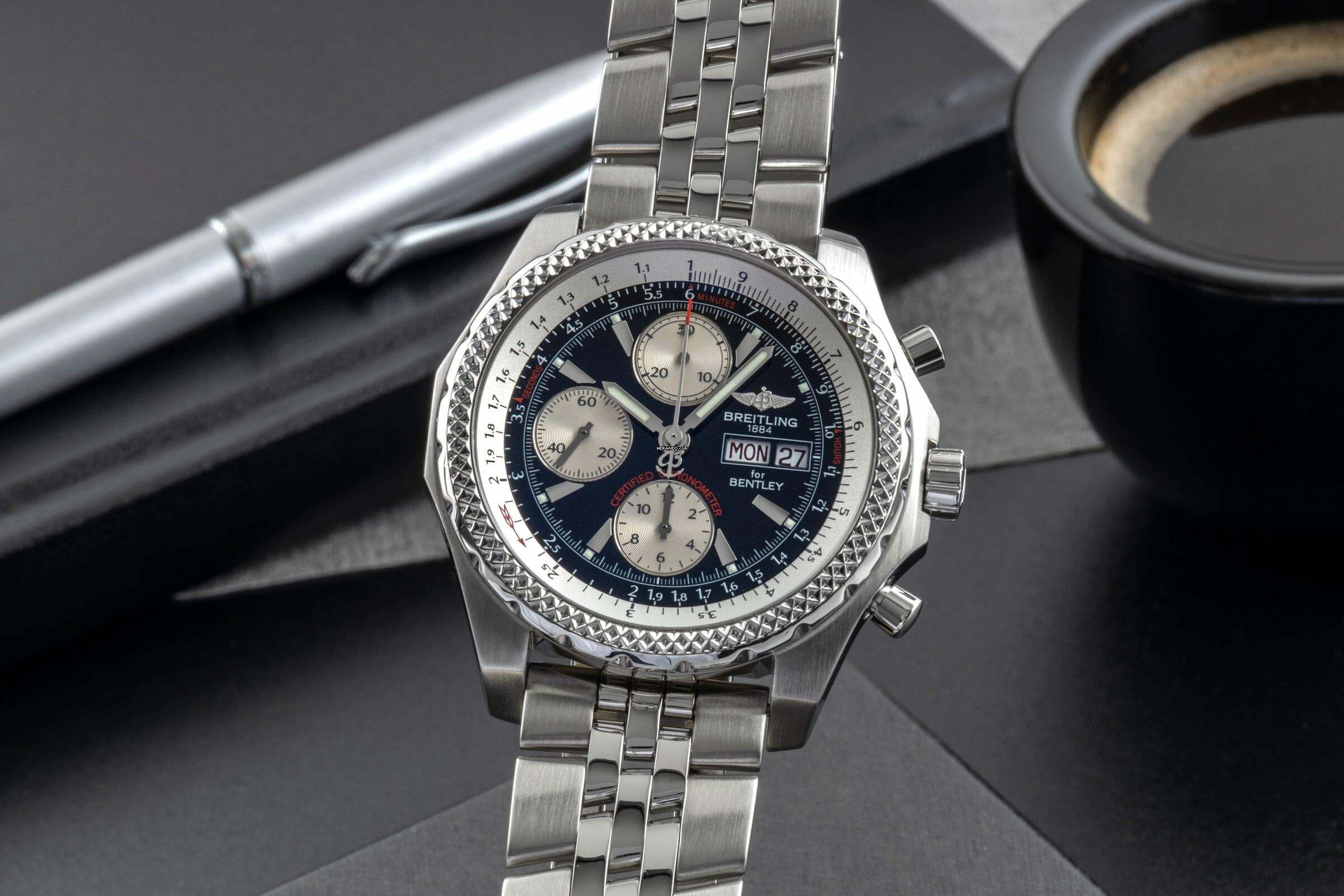 Breitling Bentley GT Chronograph Edelstahl Automatik Ref. A13362 B&P 2009