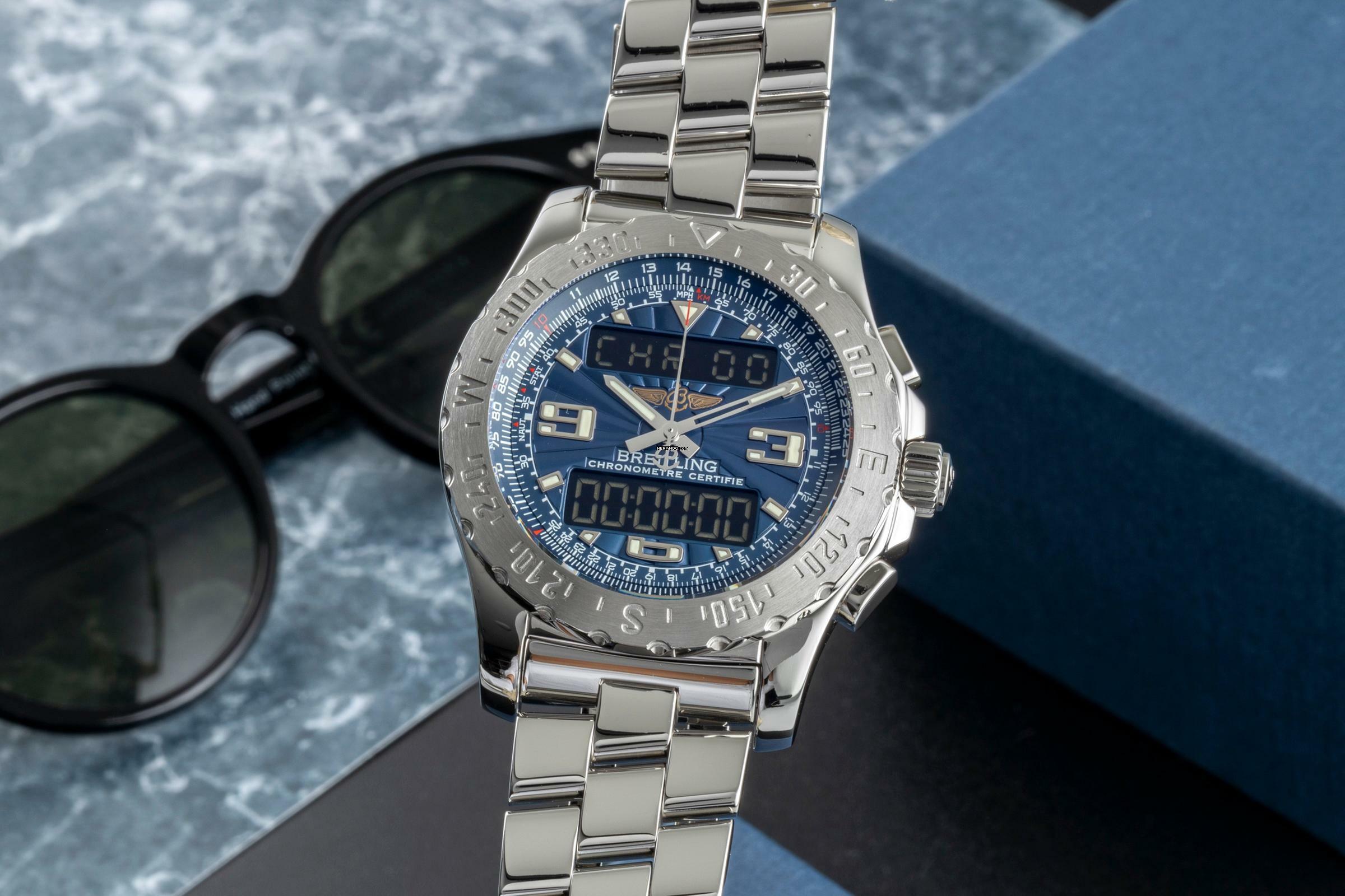 Breitling Airwolf Chronograph Black Dial Edelstahl Quarz Herrenuhr Ref. A78363