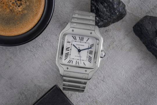  Cartier Santos Stahl Automatik Herrenuhr Medium WSSA0010 B&P 2018 
