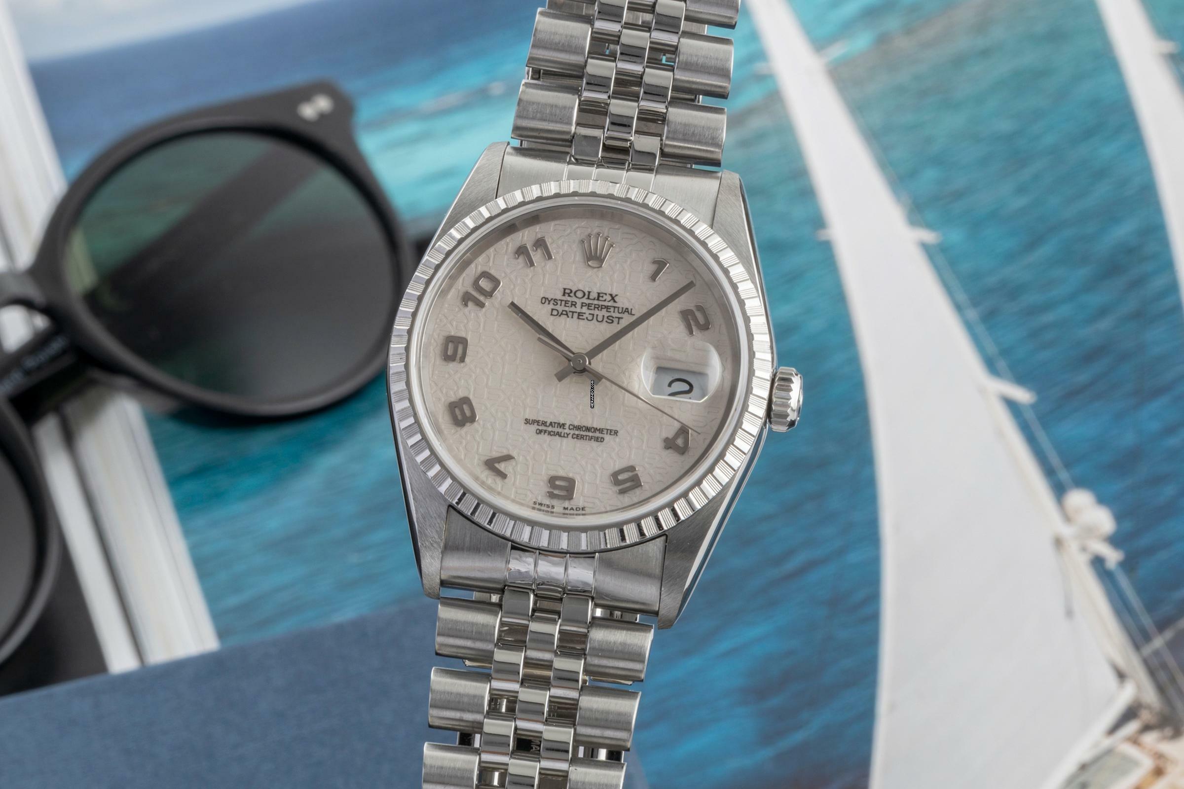 Rolex Datejust 36 Computer Dial Oyster Edelstahl Automatik Ref. 16220 B&P LC 100