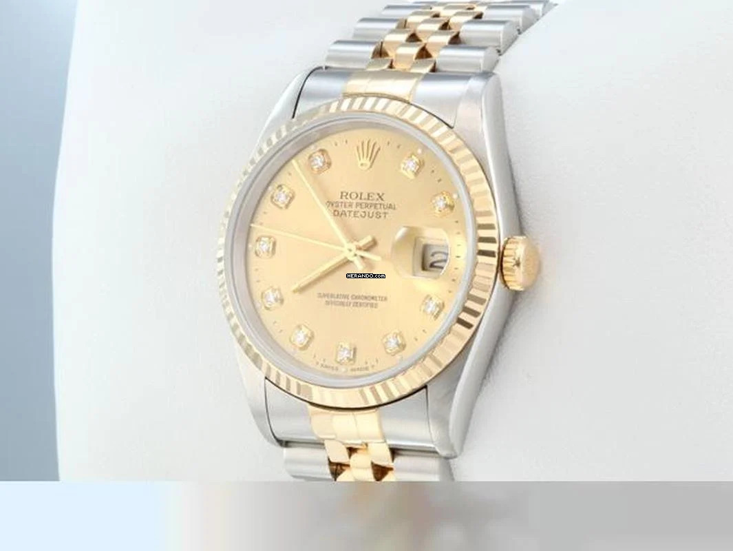 Rolex Datejust 36 36mm 16233 2000 Diamanten Stahl Gelbgold 750 Automatik Gold
