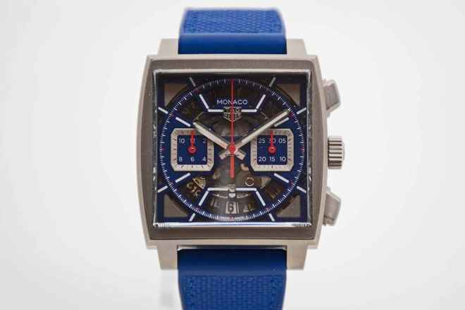  TAG Heuer Monaco Chronograph Titan blau neues Fullset Mwst. ausweisbar 