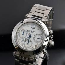 Thumbnail von Cartier Pasha C chronograph 2412 white dial Automatic 2009