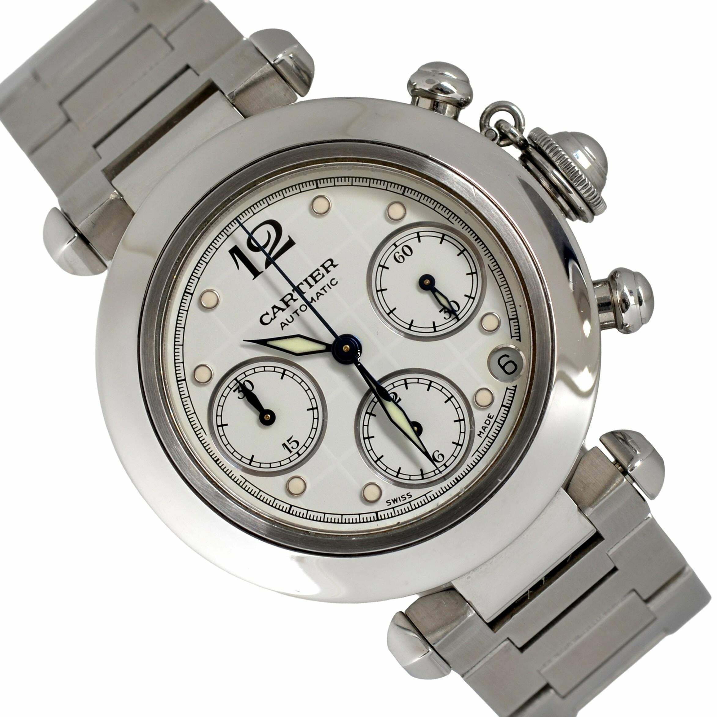 Cartier Pasha C chronograph 2412 white dial Automatic 2009
