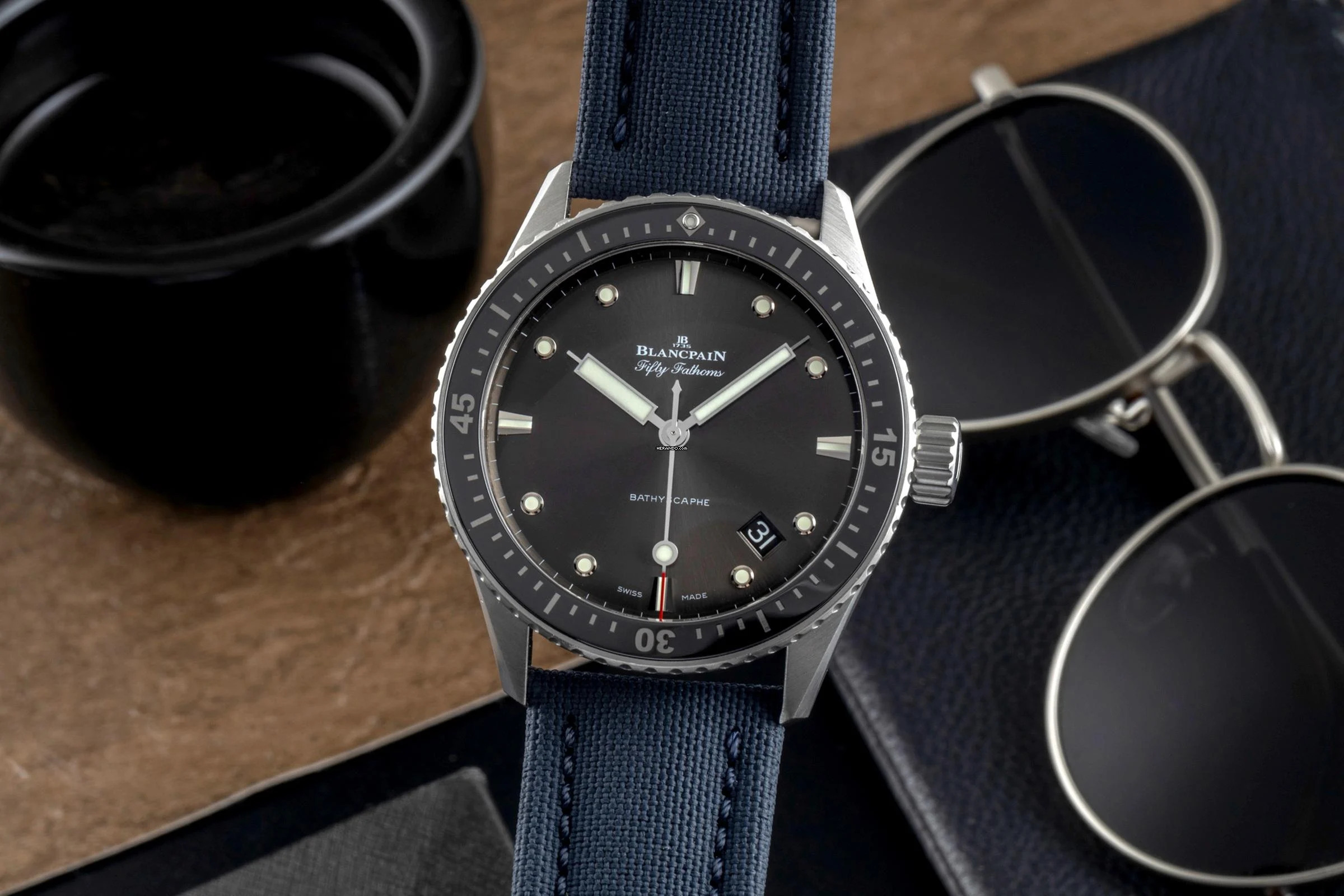 Blancpain Fifty Fathoms Bathyscaphe Stahl Automatik Ref. 5000-1110-B52A Papiere