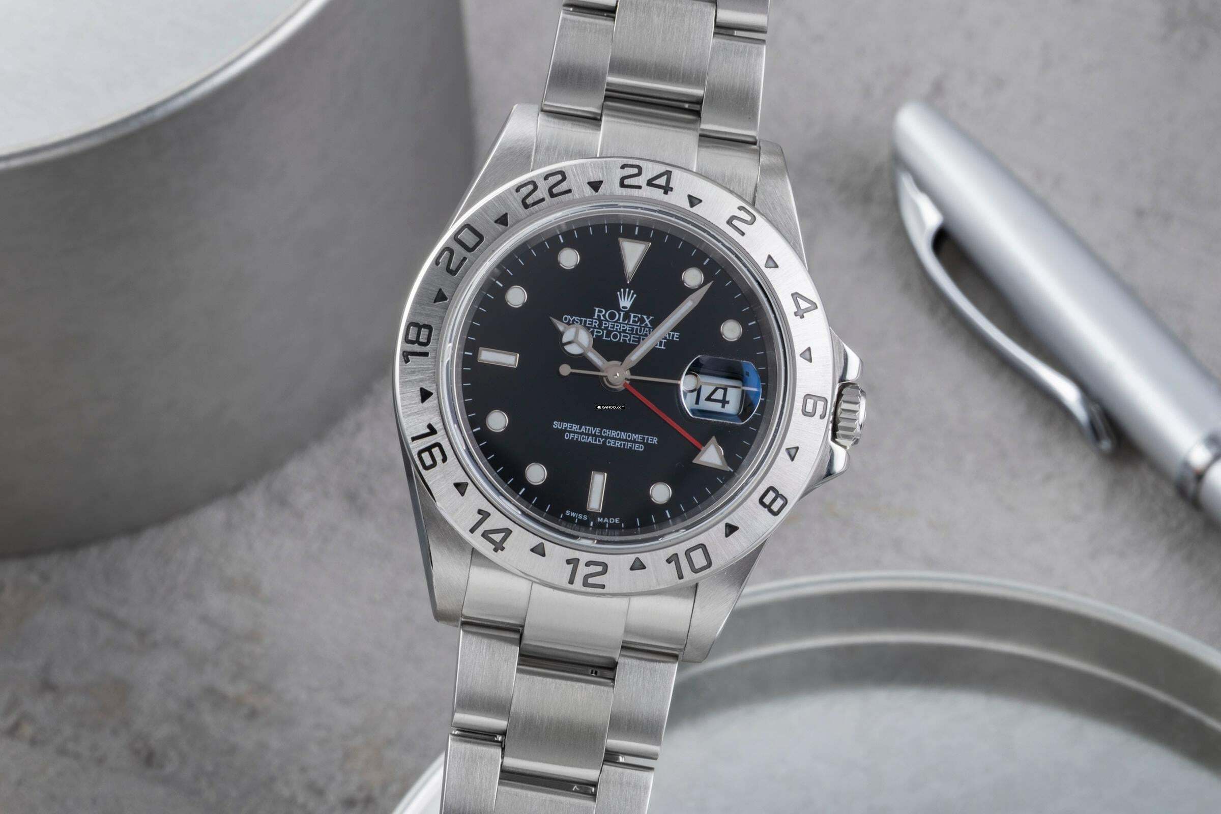 Rolex Explorer II Automatik Edelstahl Datum Herrenuhr Ref. 16570 T D-Serie