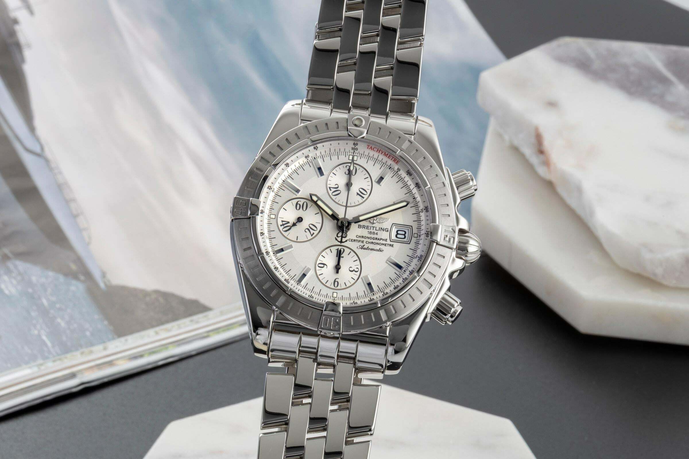 Breitling Chronomat Evolution Chronograph Stahl Automatik Ref. A13356 Papiere