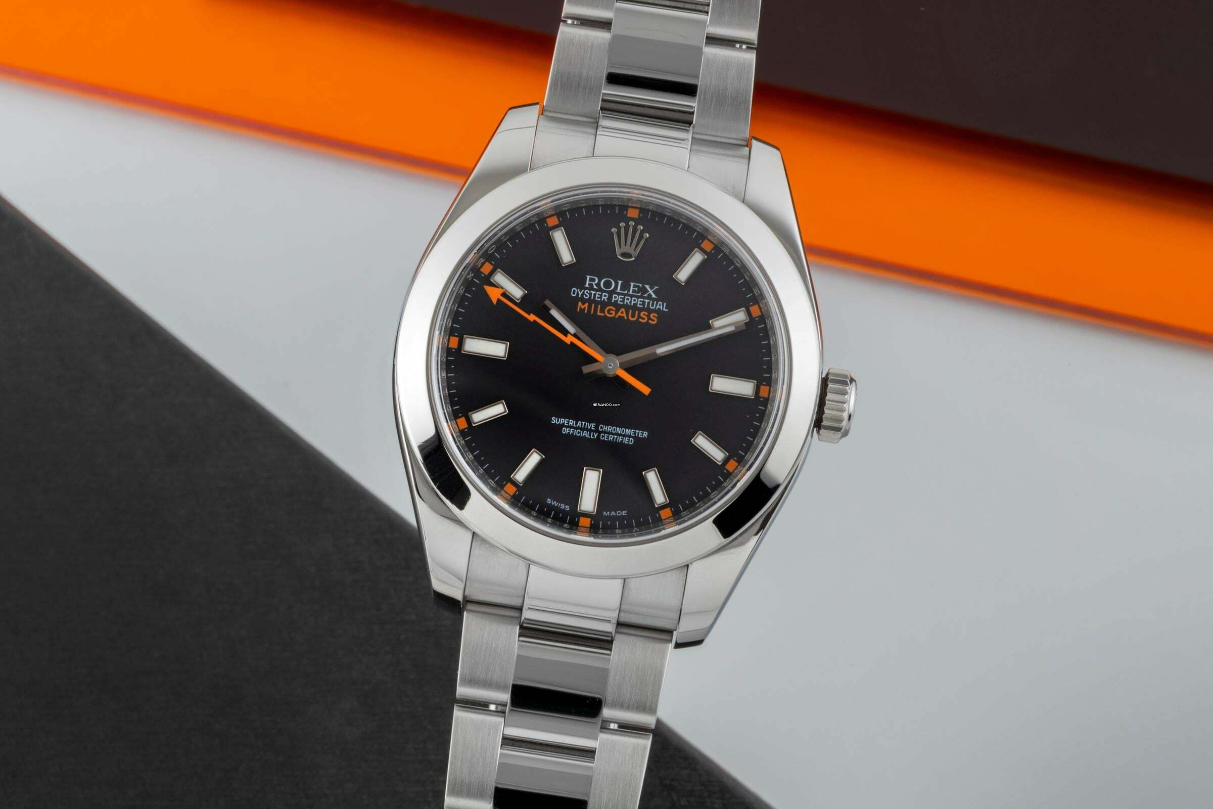Rolex Milgauss Black Dial Stahl Automatik Ref. 116400 V-Serie B&P 2009 LC 100