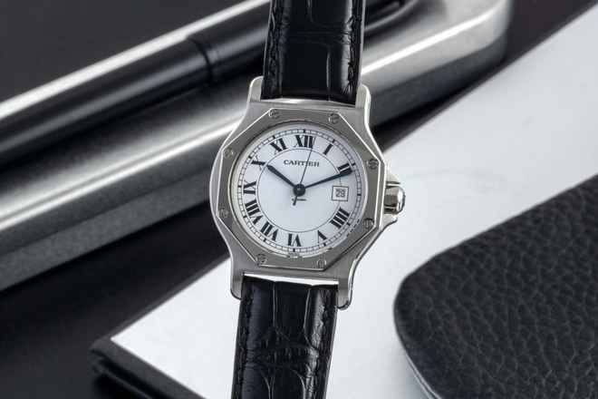  Cartier Santos Ronde GM Octagon Automatik Edelstahl Herrenuhr Medium Ref. 2965 