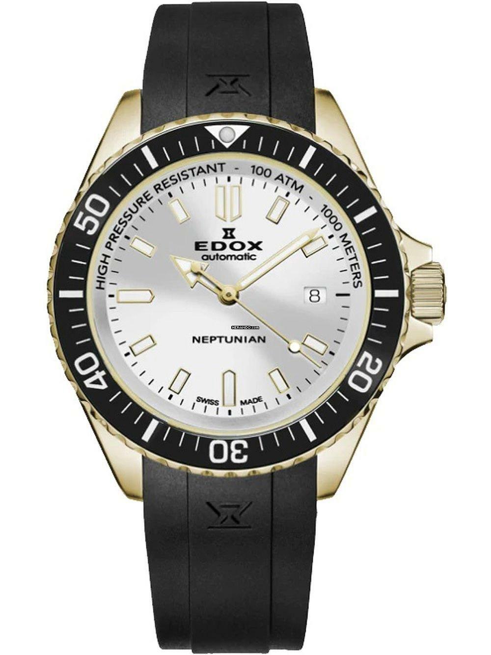 Edox 80120-37JCA-AID Neptunian Automatik Herrenuhr 44mm 100ATM