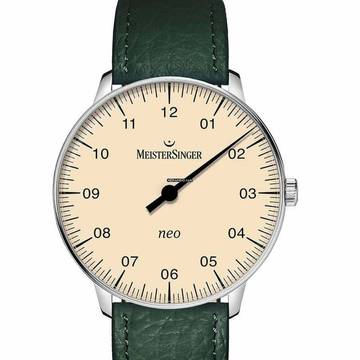 Meistersinger NEO Einzeiger Automatikuhr NES903 mit Lederband Tannengrün
