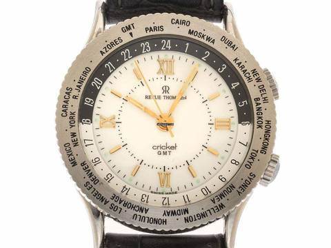  Revue Thommen Cricket GMT 1996 Full Set sehr gut Vintage Cricket GMT Armbandwecker 