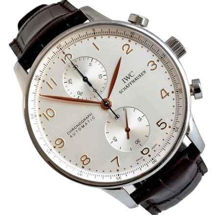  IWC Portugieser Chronograph Portuguese IW3714 Chronograph silver dial 2008 Full Set 