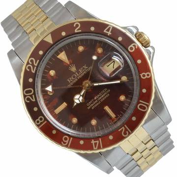  Rolex GMT-Master 16753 burgundy Tiger Eye Nipple dial 1981 Full Set 
