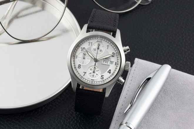  IWC Fliegeruhr Spitfire Chronograph Fliegerchronograph Stahl Automatik Ref. IW370621 Klassiker 