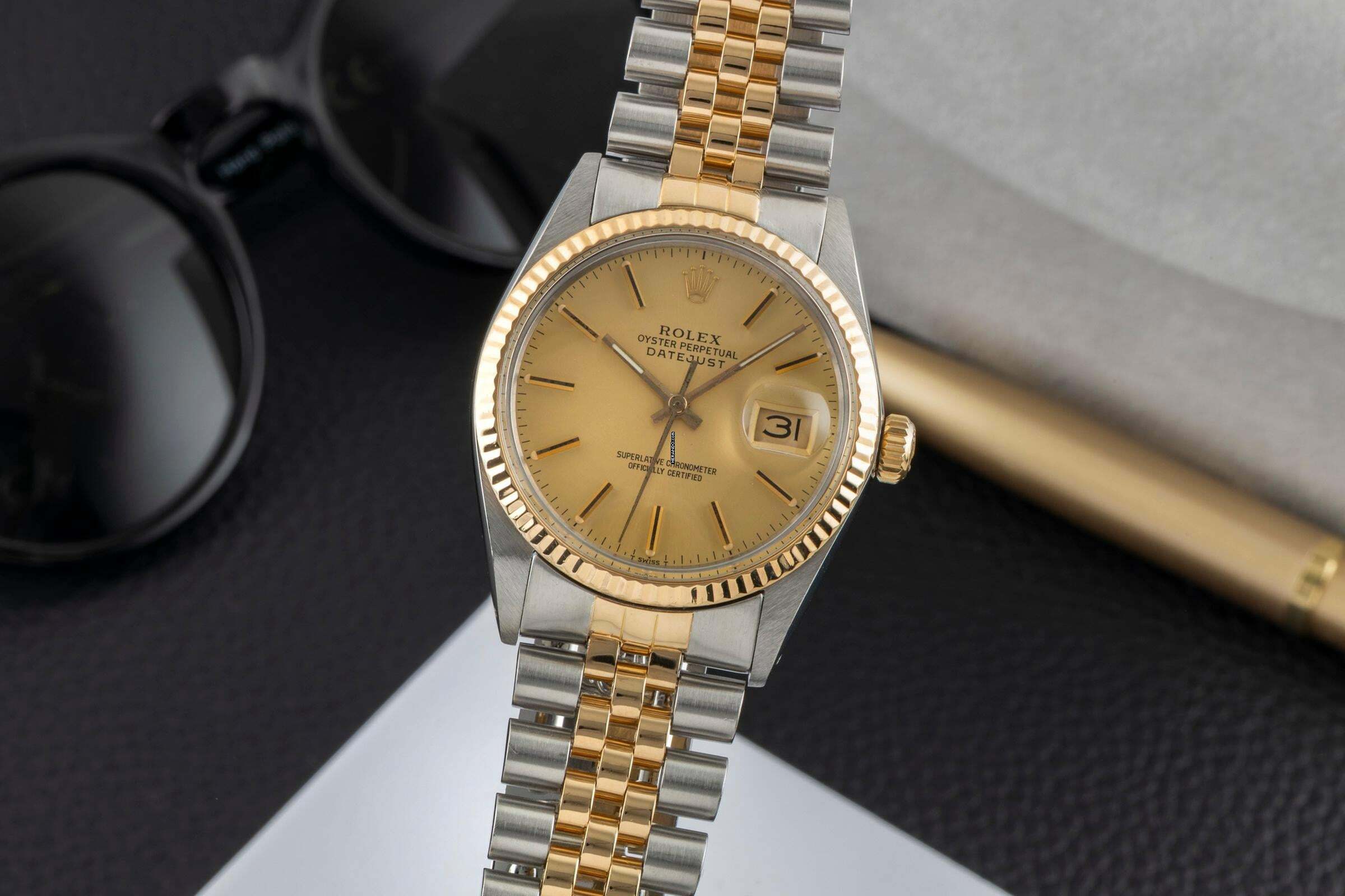 Rolex Datejust 36 Oyster Perpetual Stahl / Gold Automatik Ref 16013 B&P 1981