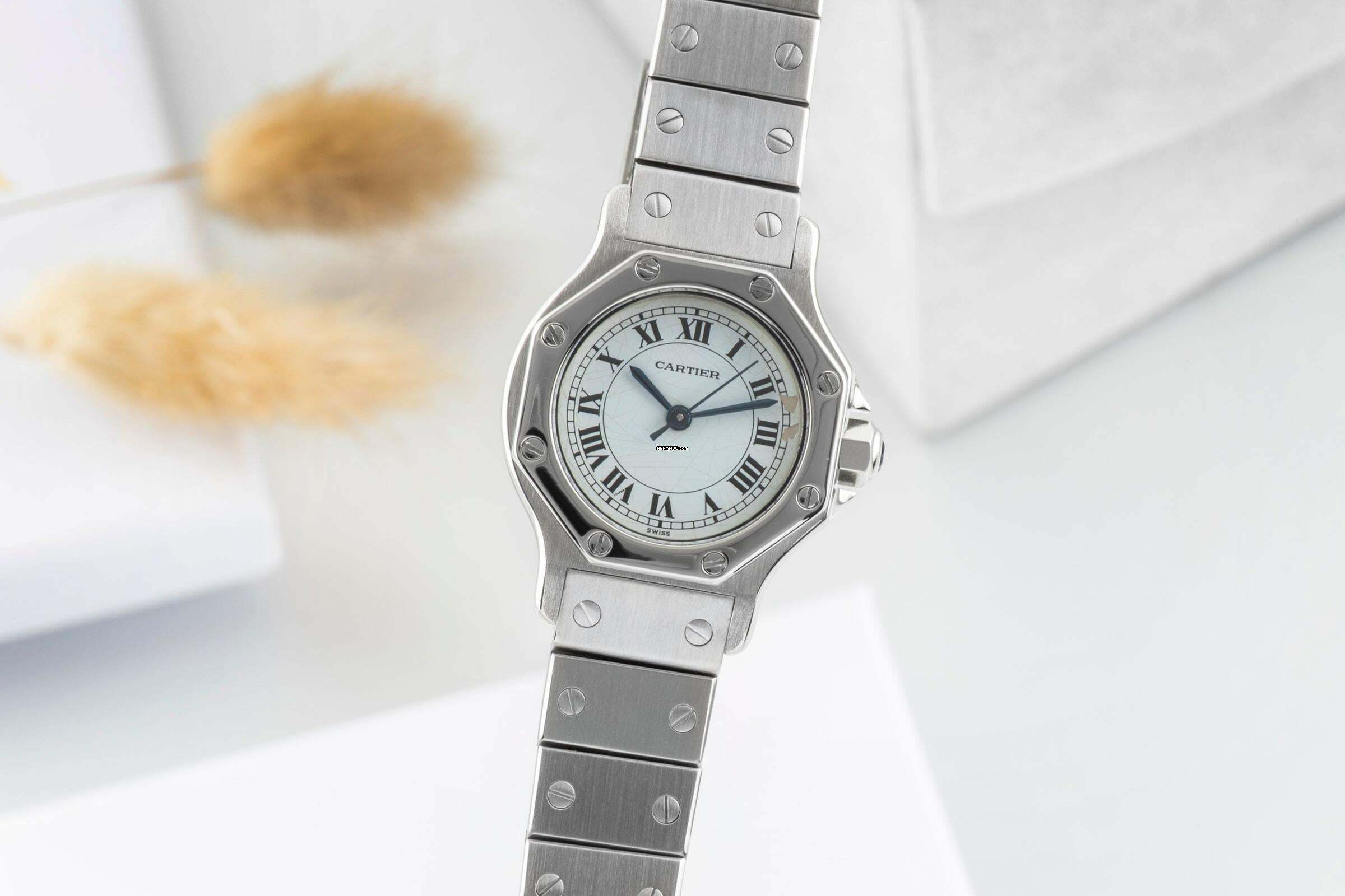 Cartier Santos Octagon Automatik Edelstahl Damenuhr Ref. 0906 Klassiker