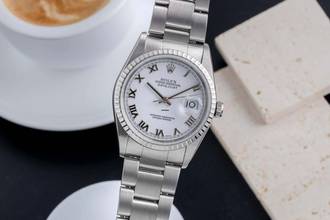 Thumbnail von Rolex Datejust 36 White Dial Oyster Stahl Automatik Herrenuhr Ref.16220 F-Serie