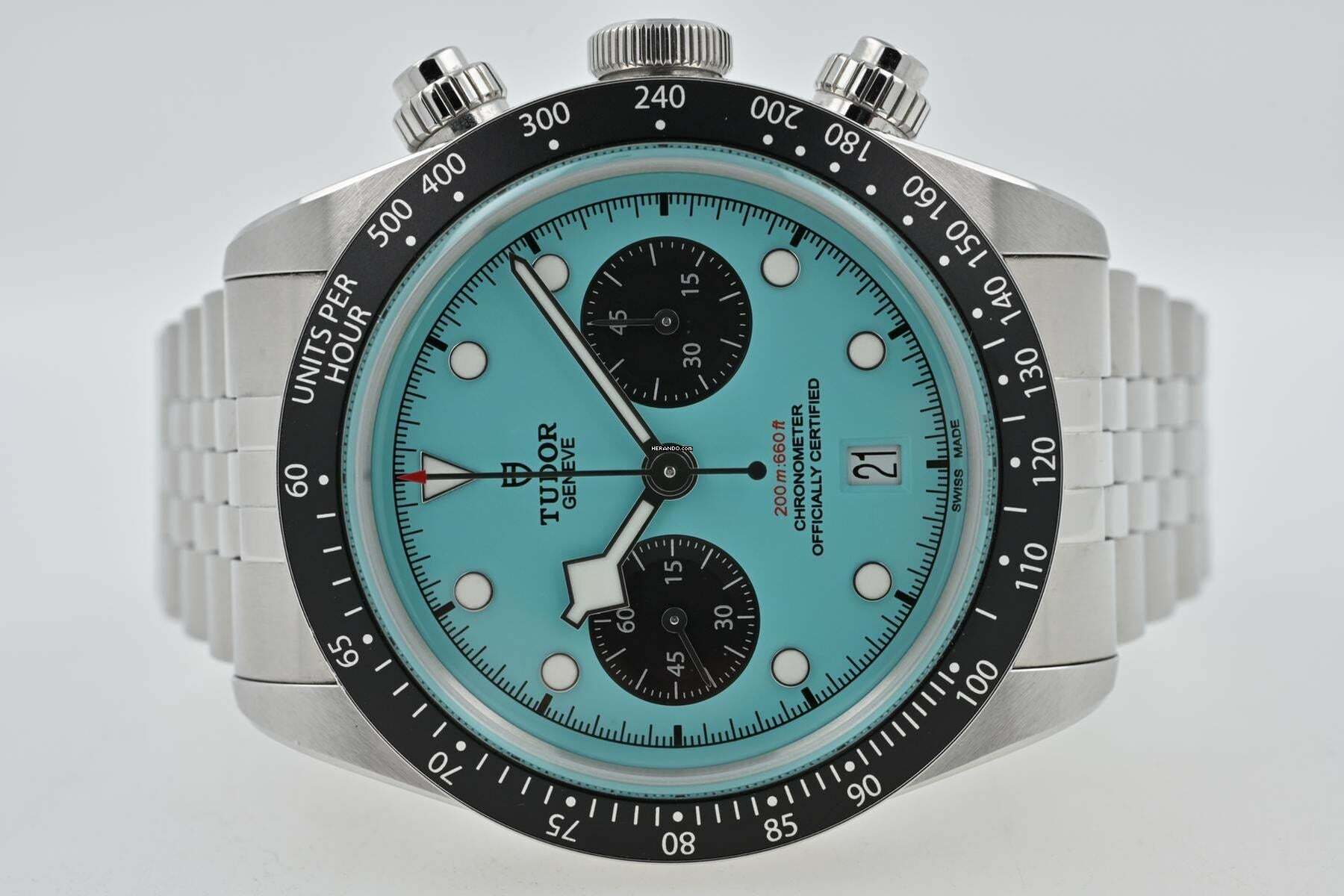 Tudor Heritage Black Bay Chronograph 79360N Tiffany Flamingo Blue Dial