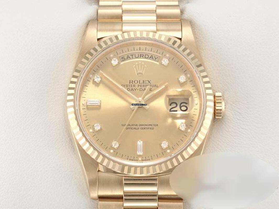 Rolex Day-Date 36 36mm 18238 1994 Gelbgold 750 Diamanten Automatik Gold
