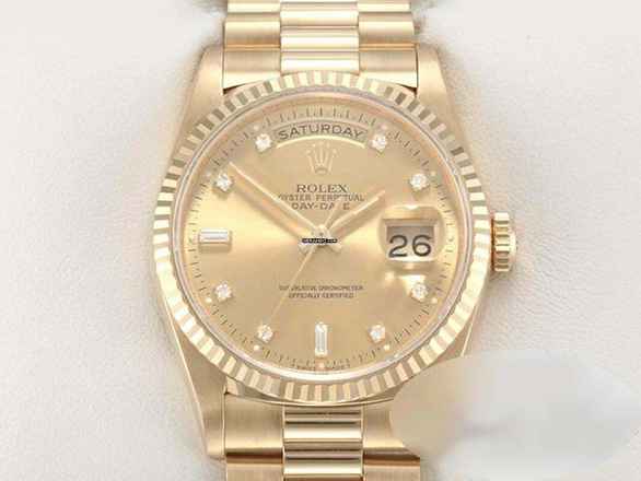  Rolex Day-Date 36 36mm 18238 1994 Gelbgold 750 Diamanten Automatik Gold 