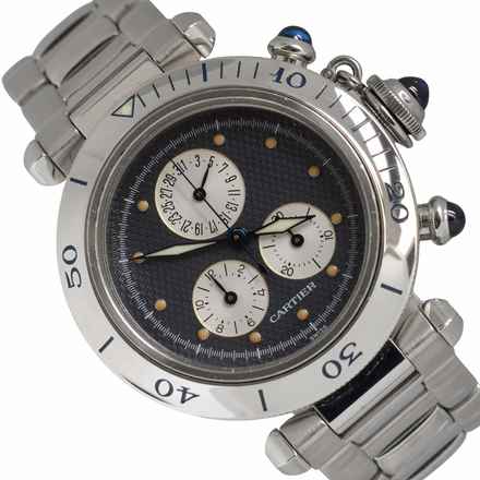  Cartier Pasha 1352 chronograph 35MM Gray dial quartz year 1999 