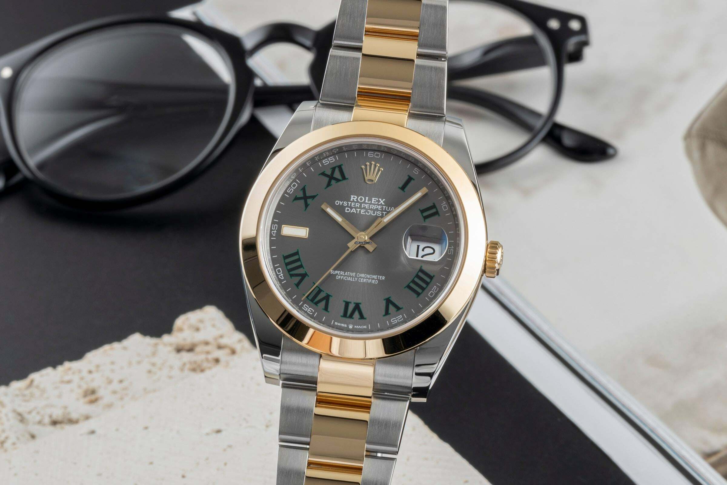 Rolex Datejust 41 Wimbledon Stahl / Gold Oyster Perpetual Ref. 126303 B&P 2021