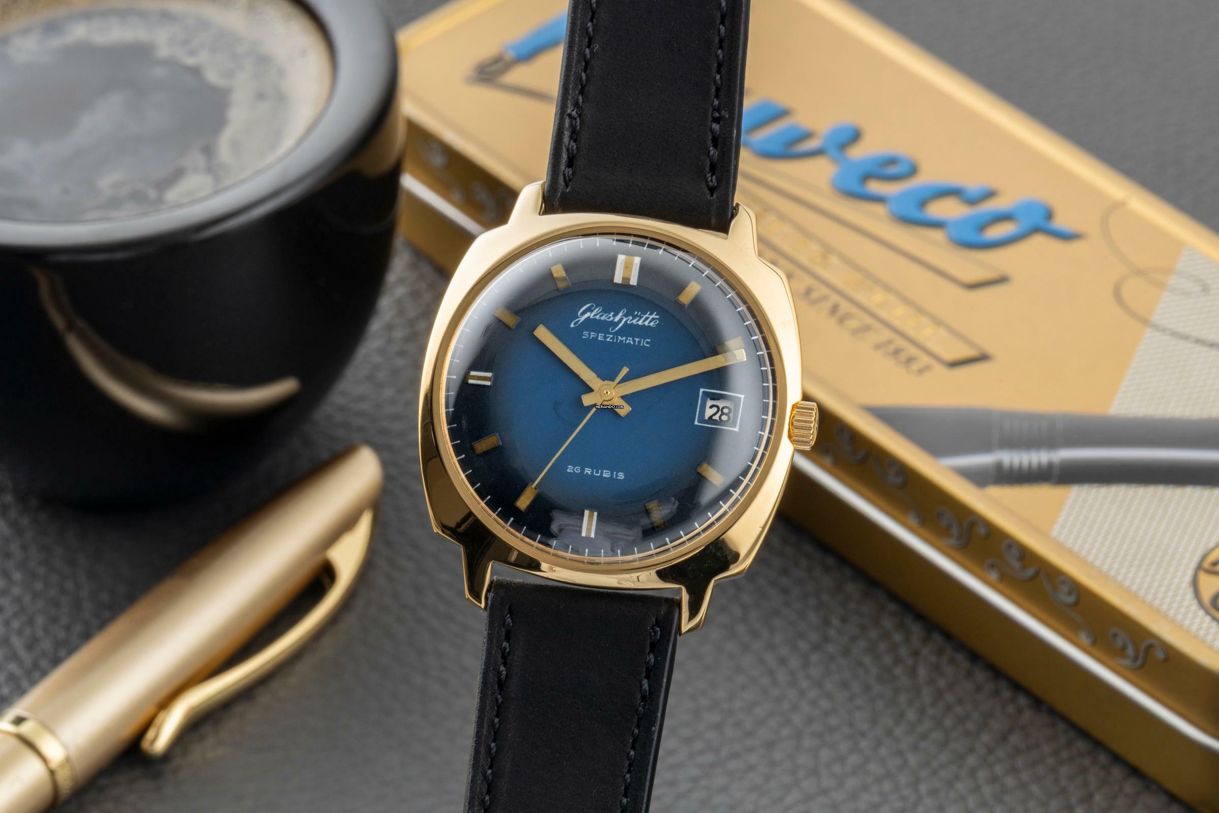 Glashütte Original Spezimatic Messing vergoldet Automatik Herrenuhr Vintage Klassiker