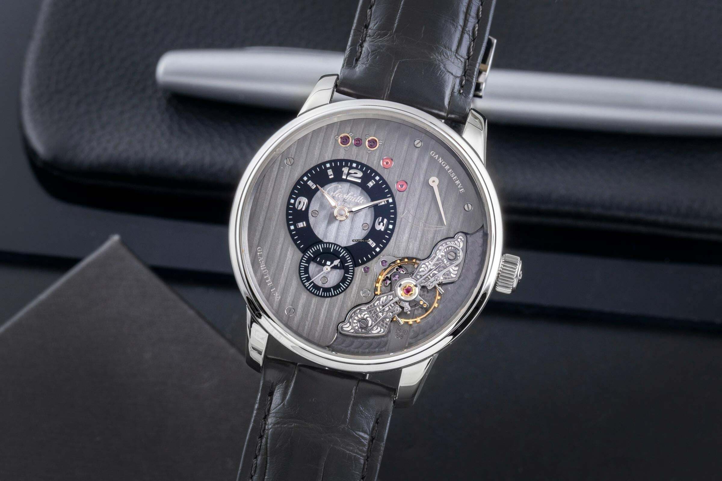 Glashütte Original PanoInverse XL Stahl Handaufzug Herren Ref. 1-66-06-04-22-62 B&P 2017