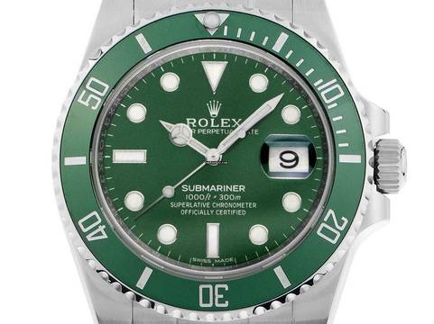  Rolex Submariner Date LV Hulk Ref.116610LV 2015 Box&Beschreibung wie Neu Vintage Submariner Date LV Hulk Green Dial 