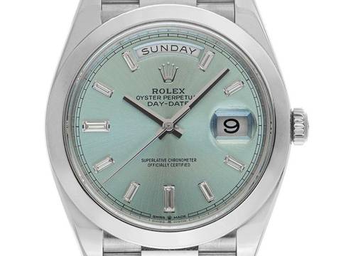 Rolex Day-Date 40 950 Platin Diamanten Ref.228206 2021 Full Set wie Neu Day-Date 950 Platin 259g Diamanten 