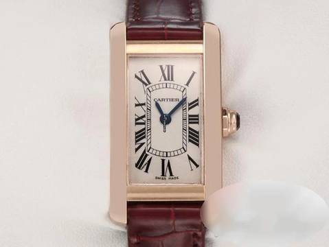  Cartier Tank Américaine Rosegold 750 2018 Lederband W2607456 Damen Gold 