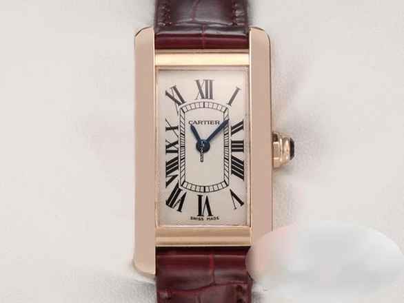  Cartier Tank Américaine Rosegold 750 2018 Lederband W2607456 Damen Gold 