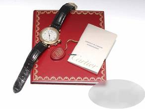 Thumbnail von Cartier Pasha 35 Mm Gelbgold 750 1998 W3013456 Automatik Leder Damen Herren 18kt Yellow Gold White Dial