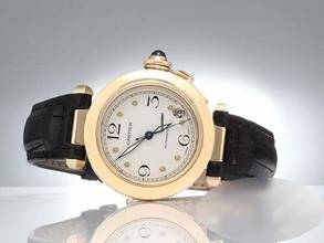 Thumbnail von Cartier Pasha 35 Mm Gelbgold 750 1998 W3013456 Automatik Leder Damen Herren 18kt Yellow Gold White Dial