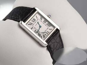 Thumbnail von Cartier Tank Solo Kleines Modell W1018255 Edelstahl Lederband Stahl Steel