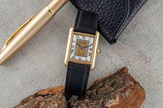 Thumbnail von Cartier Tank Vermeil must Tank LM Trinity Dial Silber vergoldet Quarz Ref. 590005 Klassiker
