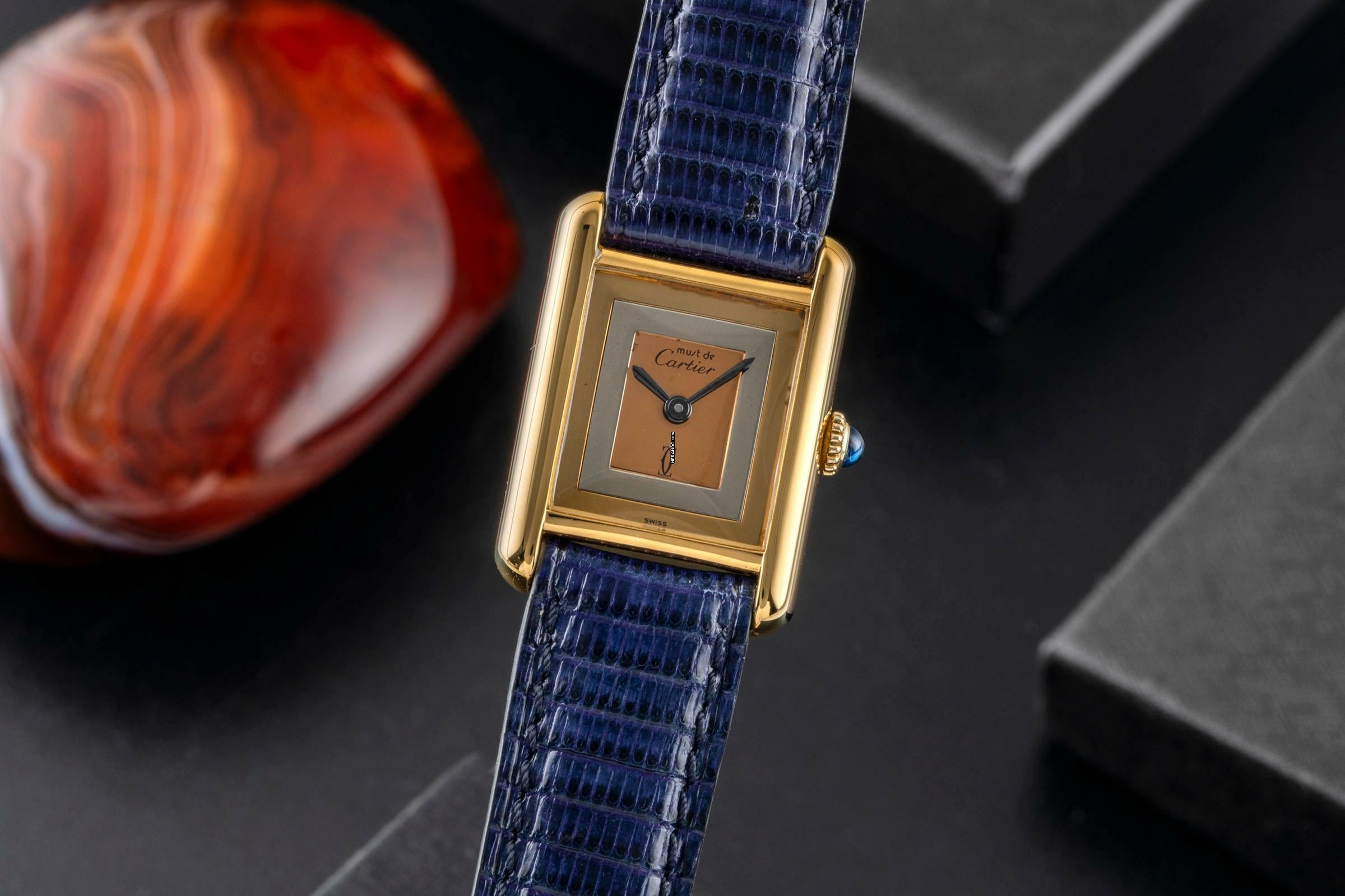 Cartier Tank Vermeil PM Vermeil Trinity 925 Silber small Damenuhr Ref. 3 Klassiker