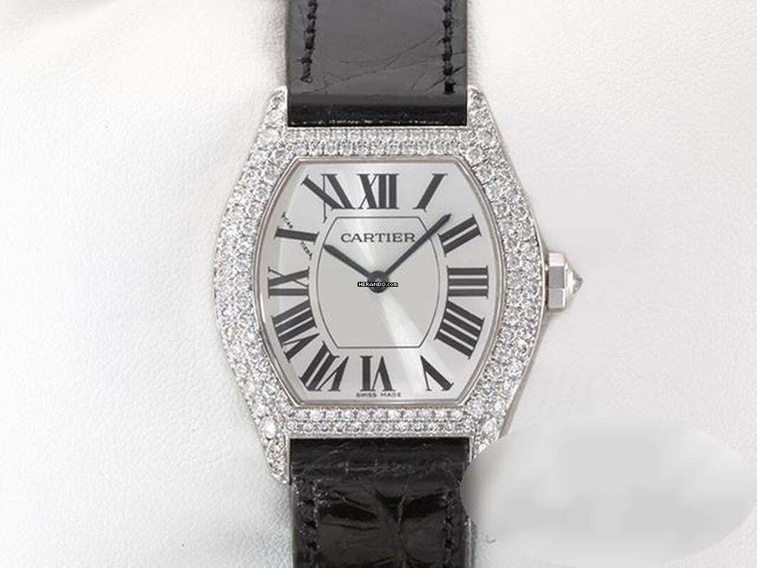 Cartier Tortue Kleines Modell Weissgold 750 Diamanten Wa504931 Handaufzug 18kt White Gold