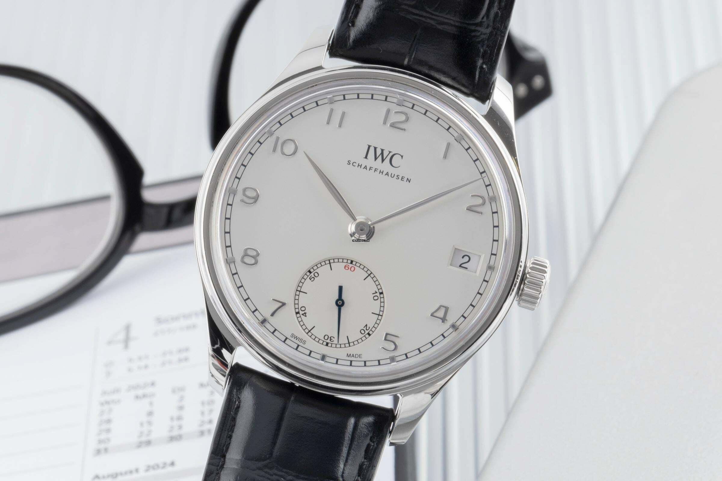 IWC Portugieser Handaufzug 8 Tage Handaufzug Stahl Herrenuhr Ref. IW510203