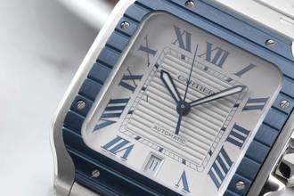 Thumbnail von Cartier Santos De Cartier Blue Stahl Automatik Herrenuhr Ref. WSSA0047 B&P 2023