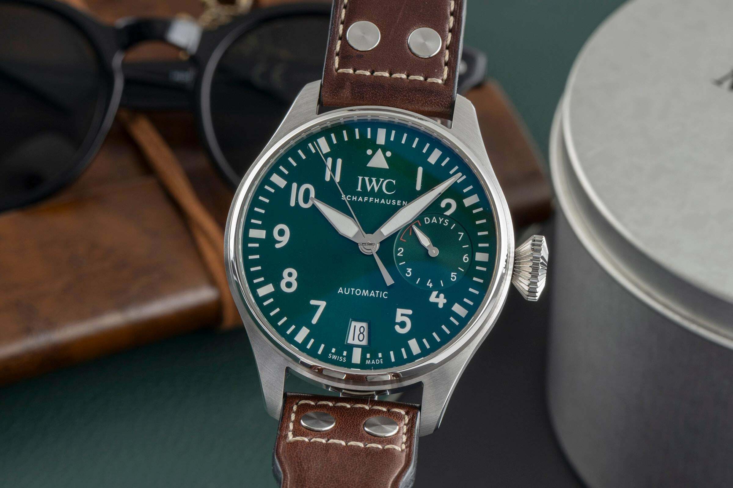 IWC Große Fliegeruhr Big Pilot Stahl Automatik Green Dial Herrenuhr Ref. IW501015 B&P NP. 13900 