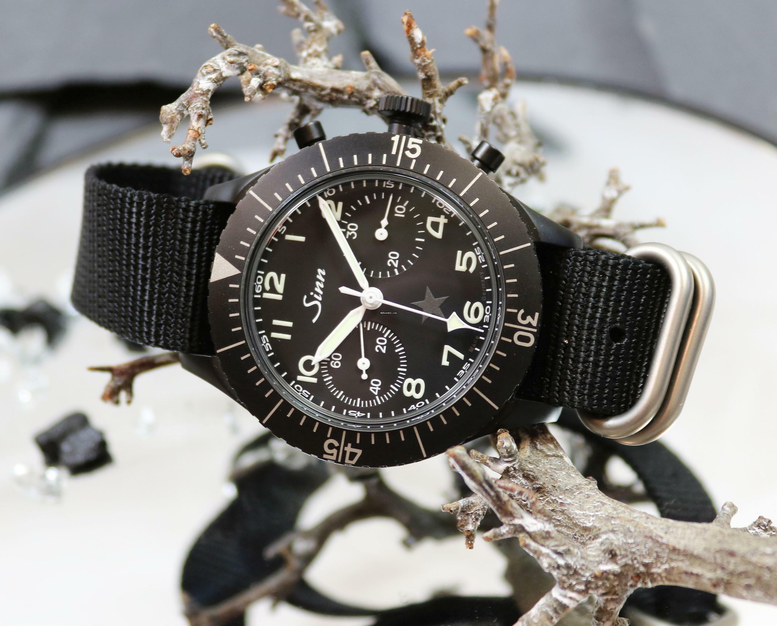 Sinn 155 S Revolution II Limited Edition Full Set tegimentiert schwarz Hartstoff beschichtet