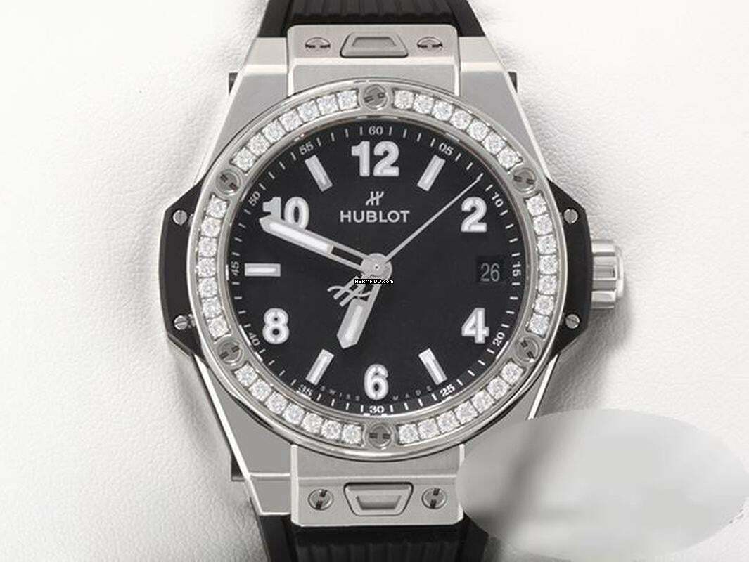 Hublot Big Bang One Click 39mm 465.sx.1170.rx.1204 Stahl Diamanten Automatik Black Dial