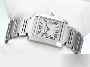 Thumbnail von Cartier Tank Française Medium Modell W51011q3 Edelstahl Datum Damen Stahl Steel