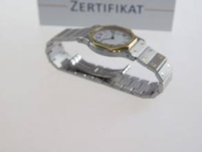Thumbnail von Cartier Santos Octagon weißes Blatt Automatik XL 30mm Stahl Gold im Top Zustand langes strammes Band perfektes Swiss Made Dial 30 mm