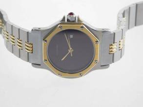 Thumbnail von Cartier Santos Octagon Burgundy Automatik XL 30mm Stahl Gold im Top Zustand langes strammes Band perfektes Burgundy Dial 30 mm