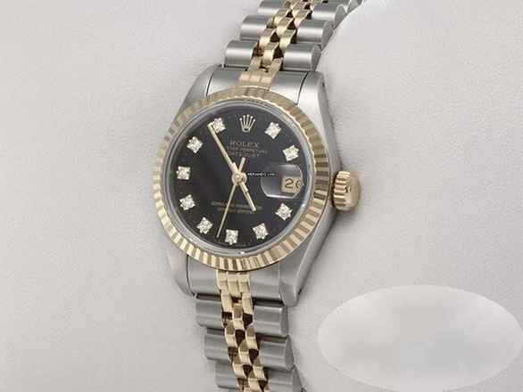  Rolex Lady-Datejust Edelstahl Gelbgold 750 Diamanten Automatik 18kt Yellow Gold Stahl Stainless Steel Jubilé-band Chronometer Oyster Black Dial 
