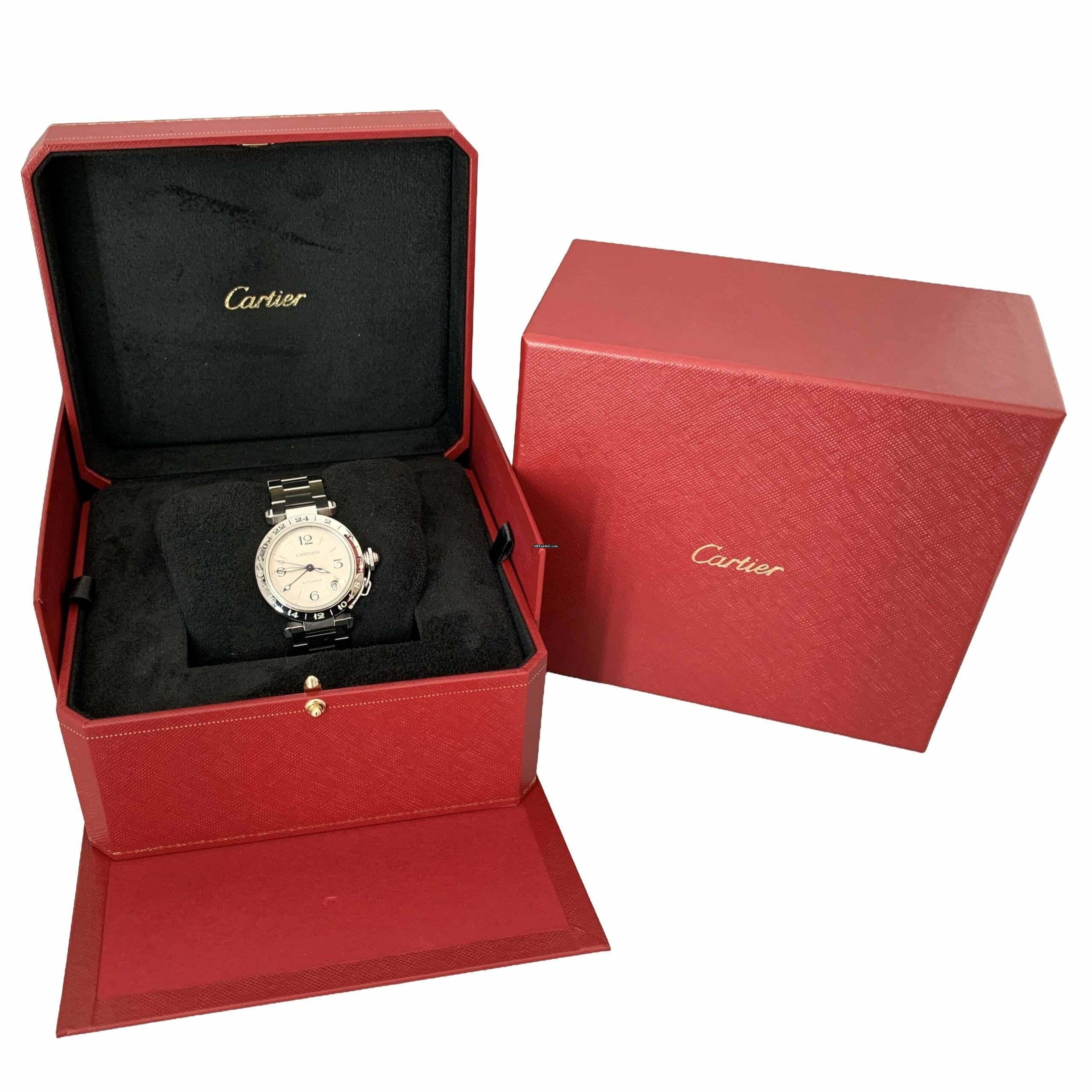 Cartier Pasha C 2377 GMT Meridian 36MM silver dial Automatic