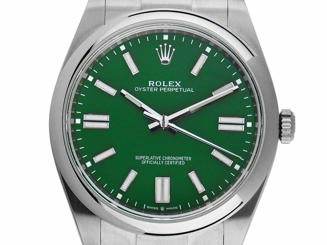 Rolex Oyster Perpetual 41 Ref.124300 2024 Full Set Ungetragen Oyster Perpetual Green Dial